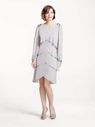 Grey Short Chiffon Dress